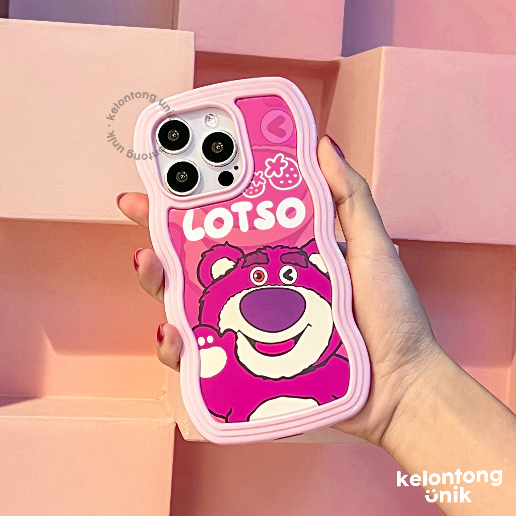 Lotso Strawberry 2in1 Pastel Wavy Case - Softcase/ Casing for iPhone 7 8 SE 7+ 8+ X XS XR XSMAX 11 12 13 14 MINI PRO PROMAX