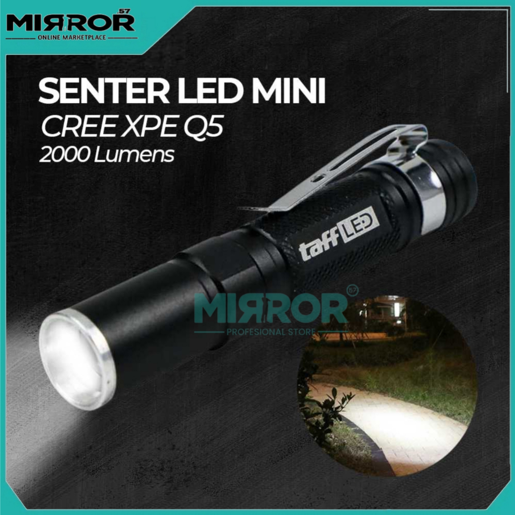 Senter LED Mini Cree XPE Q5 2000 Lumens Desain Portabel