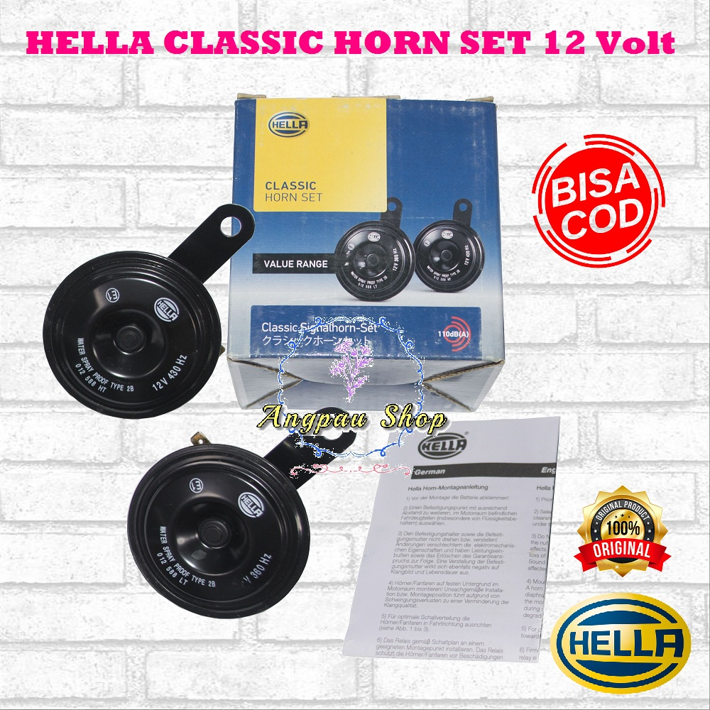 1 PASANG - Klakson Hella CLASSIC Double Disk Original 1 set dapat 2 pcs untuk semua Mobil dan Motor 12v