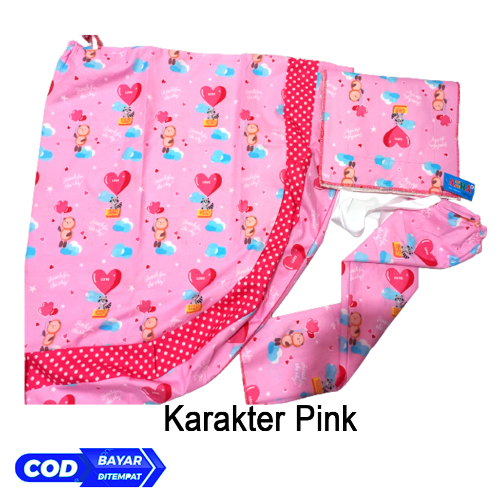 Mukena anak Perempuan Motif dan karakter Bahan katun