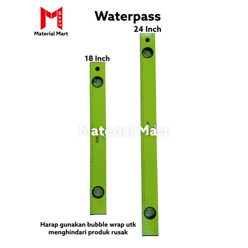 Waterpass 18 Inch | Alat Ukur Waterpas 24 Inch No Magnet | Pengukur Dimensi 18&quot; Murah | Waterpass 24&quot; | Material Mart