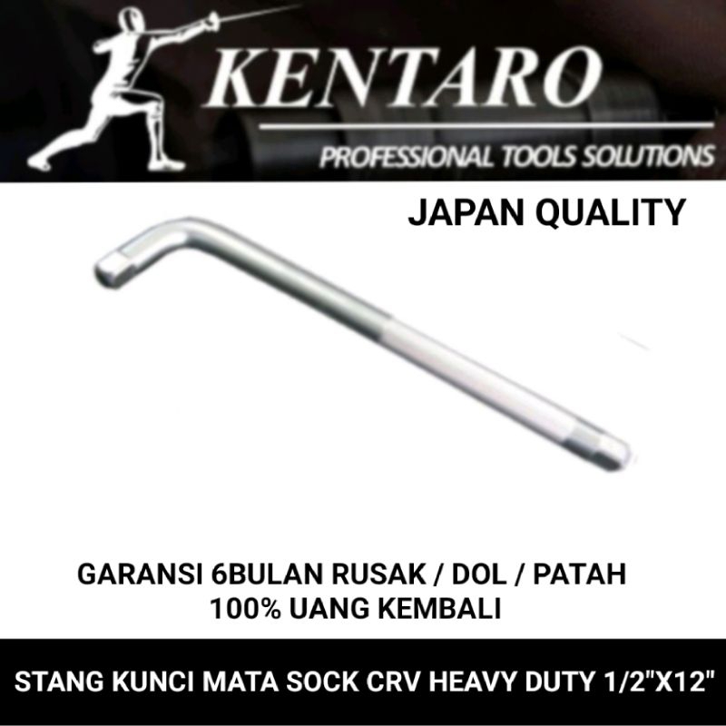 Stang kunci mata sock 1/2&quot;x12&quot; CR-V SATIN heavy duty garansi 6bulan kentaro Japan quality