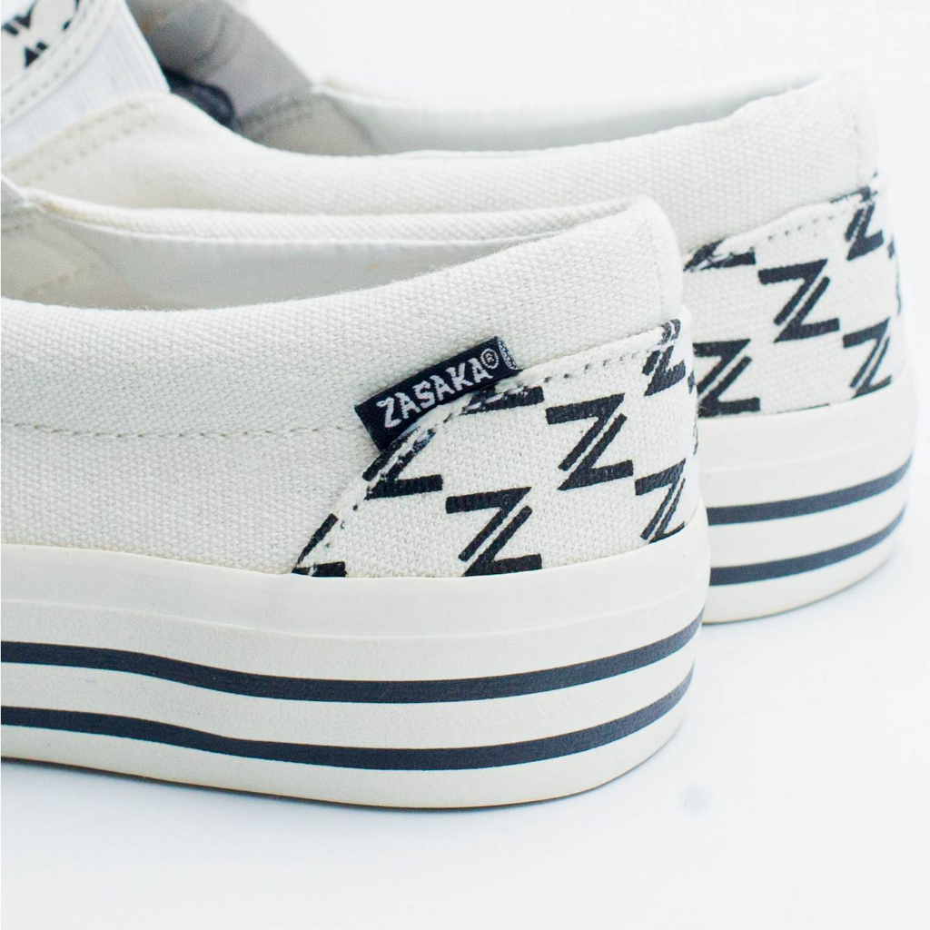 Zasaka - Sepatu Slip On Alesha Z White Casual Pria Wanita