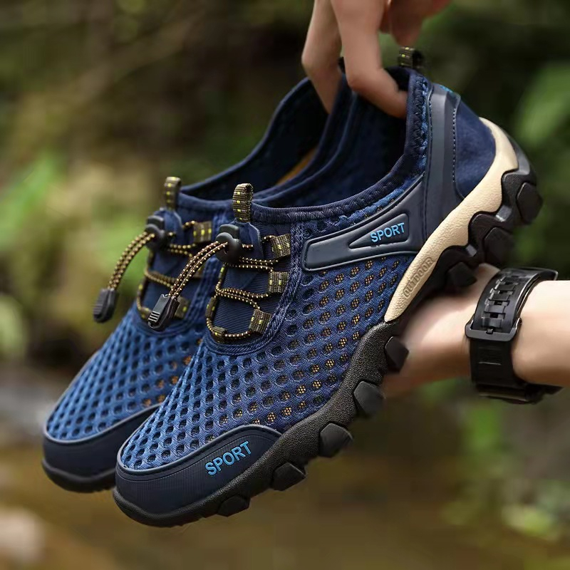 Leedoo Sepatu Hiking Pria Kasual Sepatu Sneakers Sepatu Gunung Outdoor Adventure Touring Shoes MH205 Navy