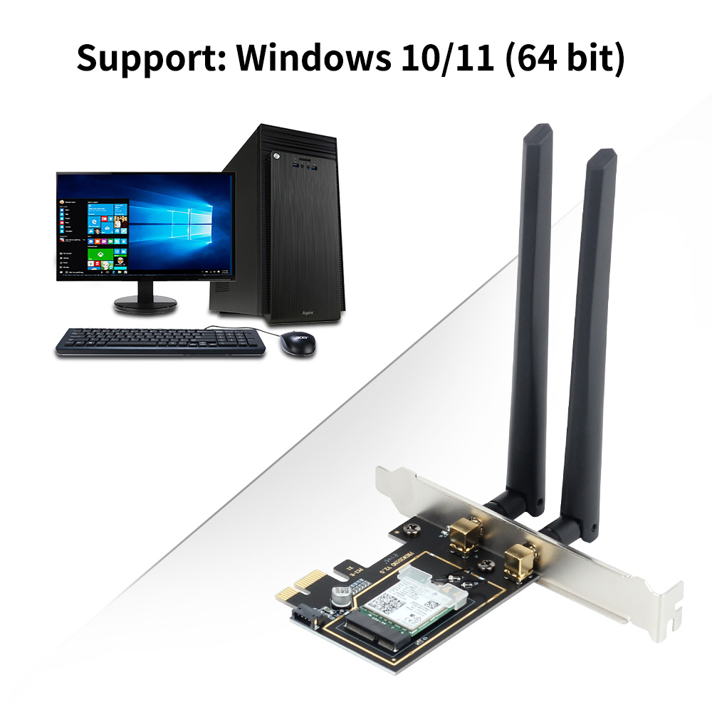 Intel AX210 WiFi 6E Tri-Band 2.4G/5G/6Ghz 5374Mbps 802.11ax Bluetooth 5.3 PCIe Wireless Adapter Kit Wi-Fi Card