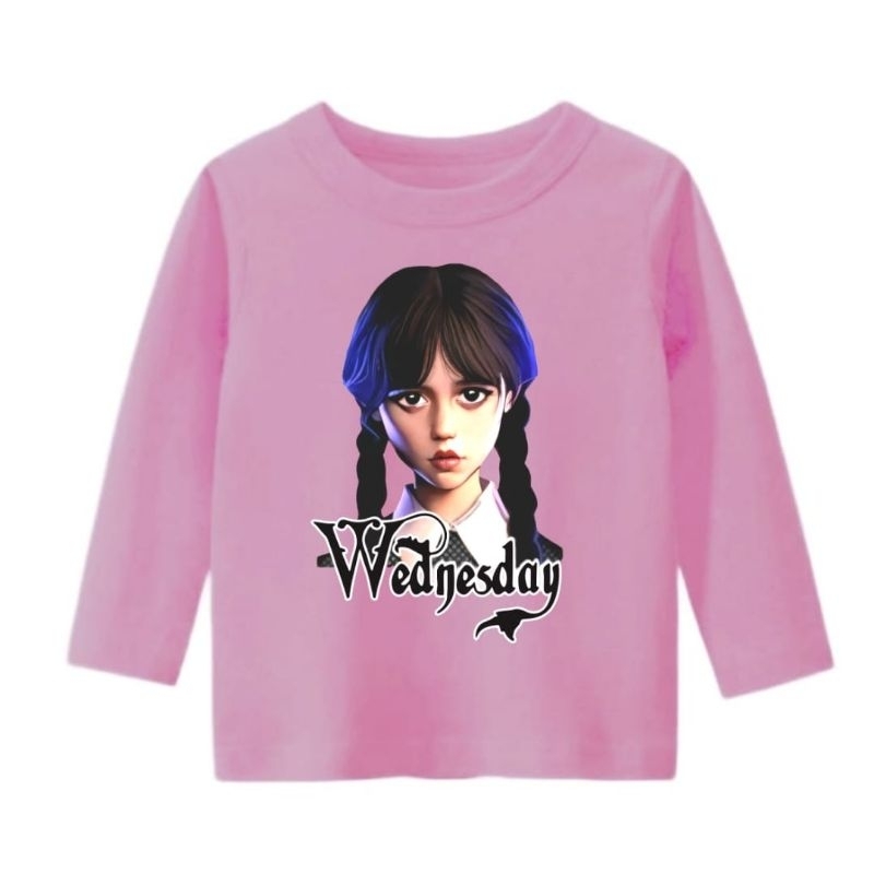 Kaos Anak Lengan Panjang WEDNESDAY VIRAL(2) 1-12Tahun Ukuran.S.M.L.XL.2XL.3XL
