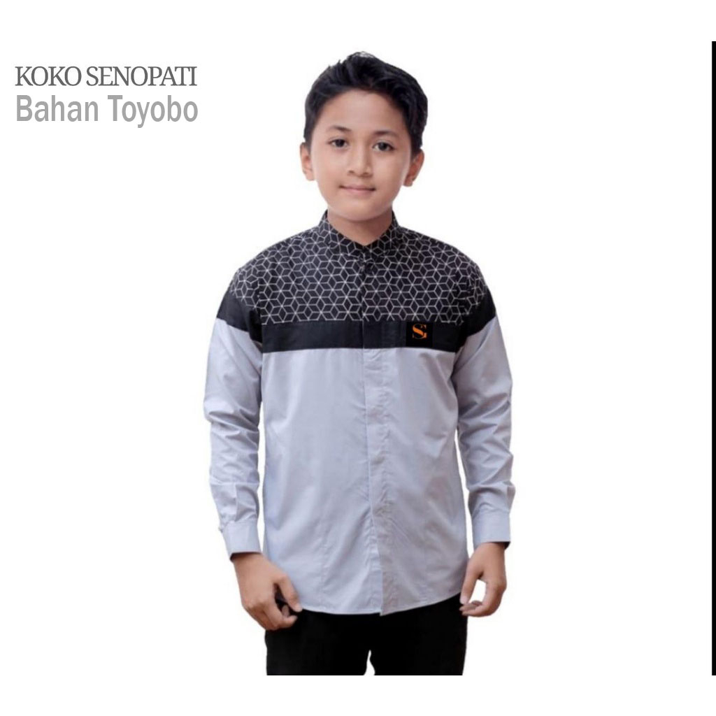 Baju Koko Anak Laki Laki Lengan Panjang Motif Senopati