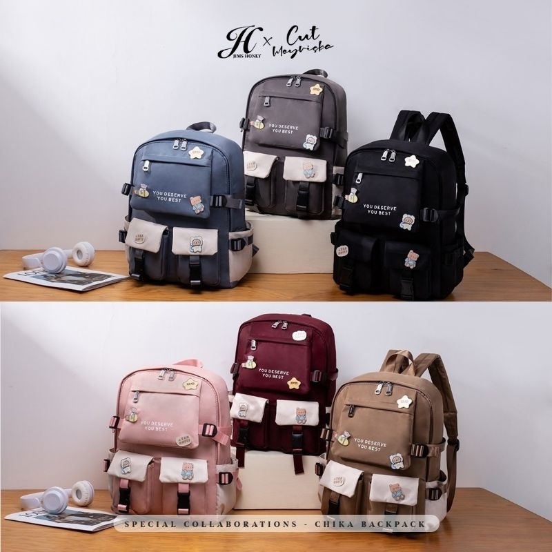 CHIKA BACKPACK JIMS HONEY ORI TAS RANSEL WANITA IMPOR FASHION CEWEK KOREA TEMPAT LAPTOP ANTI AIR