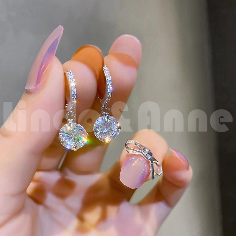 Anting Berlian Wanita Anti Karat Aksesoris Fashion Gaya Korea Tempereamen Sederhana - Anting Zircon