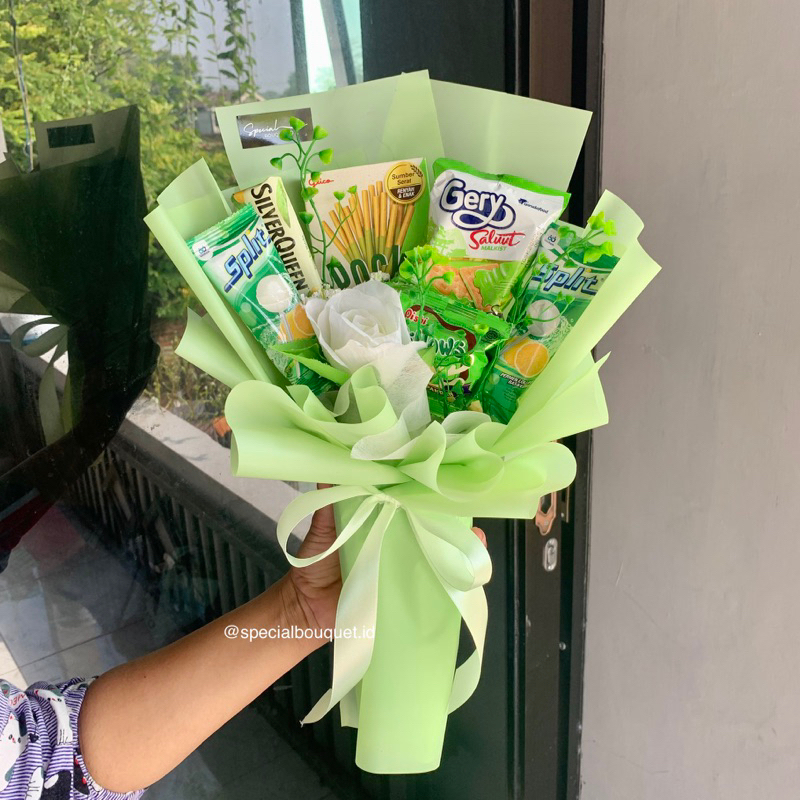 

BUKET SNACK - ALL ABOUT GREEN - KADO WISUDA/ULTAH/DLL