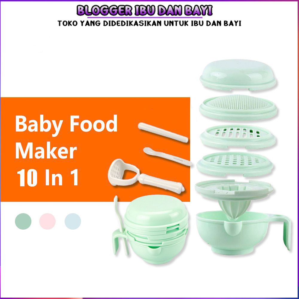 10 IN 1 Baby Food Maker Grinding Bowl Alat Pembuat Makanan Bayi Anak Multifungsi Grinding Bowl Baby Food Maker Alat Pembuat Makanan Mpasi Bayi Set