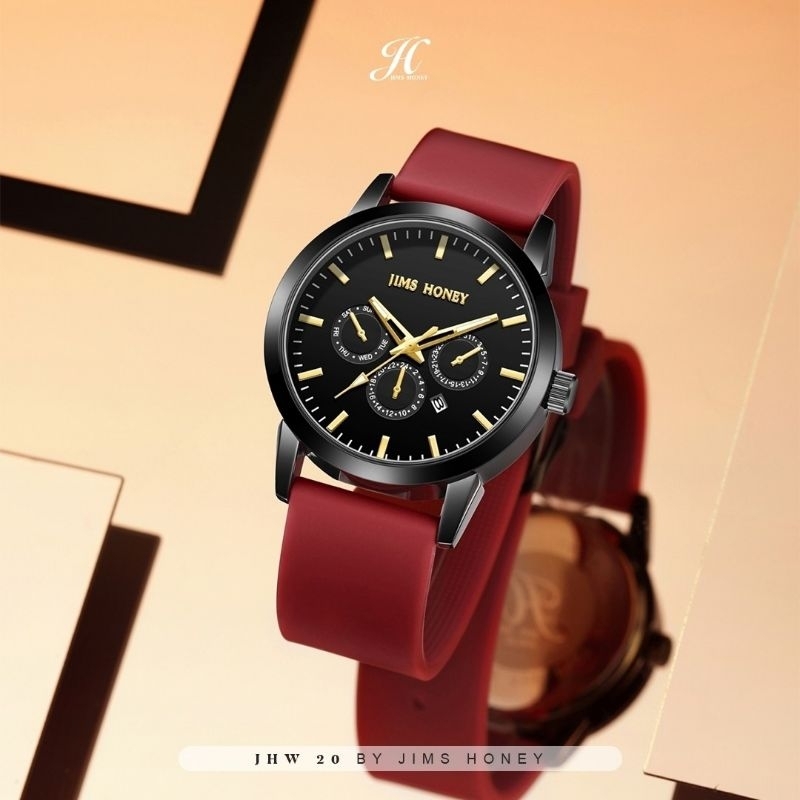 JHW 20 jam tangan pria wanita original jims honey jam unisex strap rubber free box anti air sertifikat real pict COD official Store