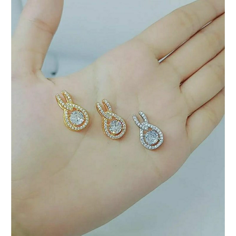 liontin oval tusuk mata putih tears/perak asli silver 925 lapis emas/perhiasan fashion wanita terbaru