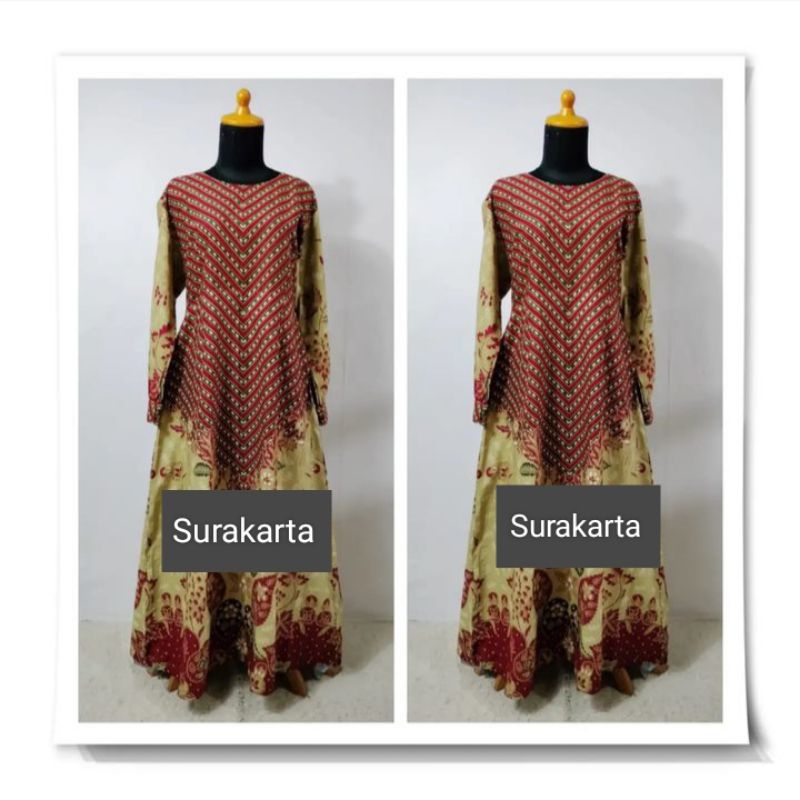 gamis batik Wanita modern solo bahan katun jahitan rapi cocok untuk lebaran maupun acara resmi lainn