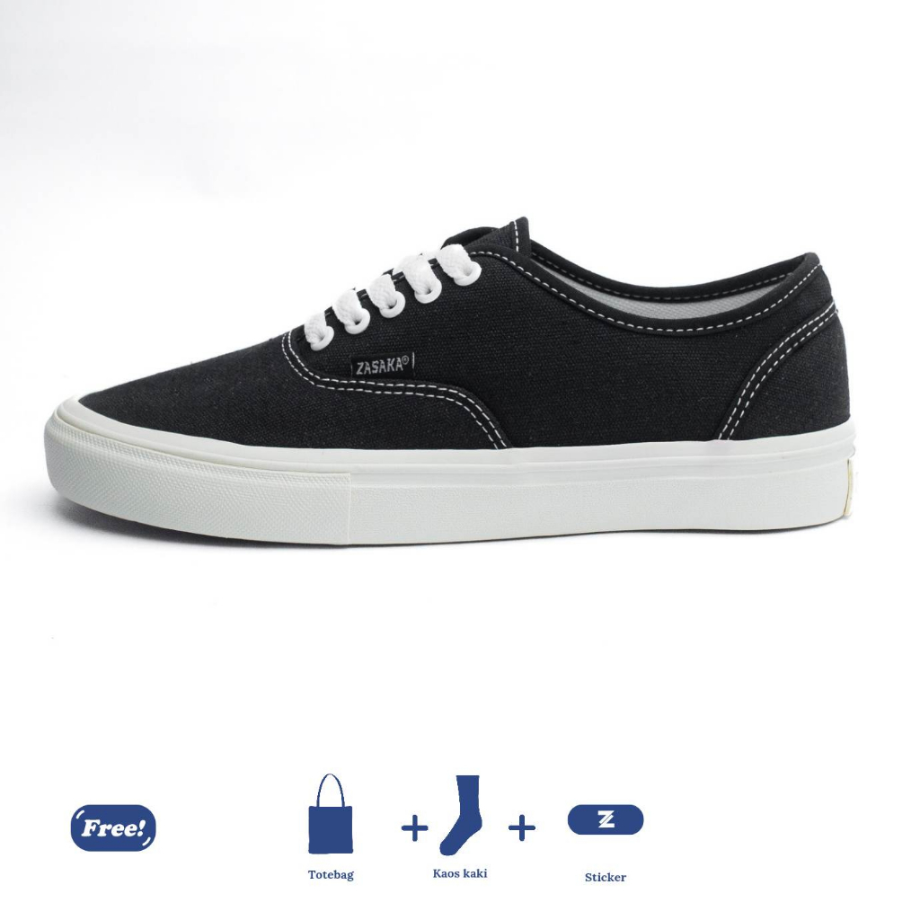 Zasaka - Sepatu Hitam Sneakers Casual Pria Wanita Original