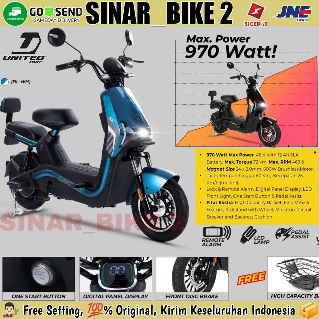 Sepeda Motor Listrik UNITED SALVADOR SE 500 Watt &amp; UNITED ESPANA 2.0 Electric E Bike 350 Watt