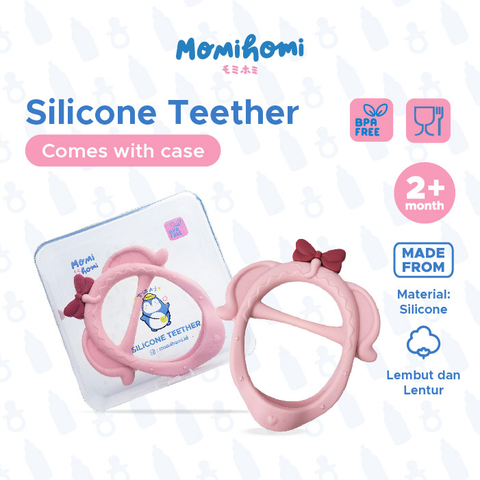 Momi Homi Teether Grab Pita Silicone Baby Elephant Silikon Empeng Gigitan Bayi Bentuk Gelang Premium case BPA FREE