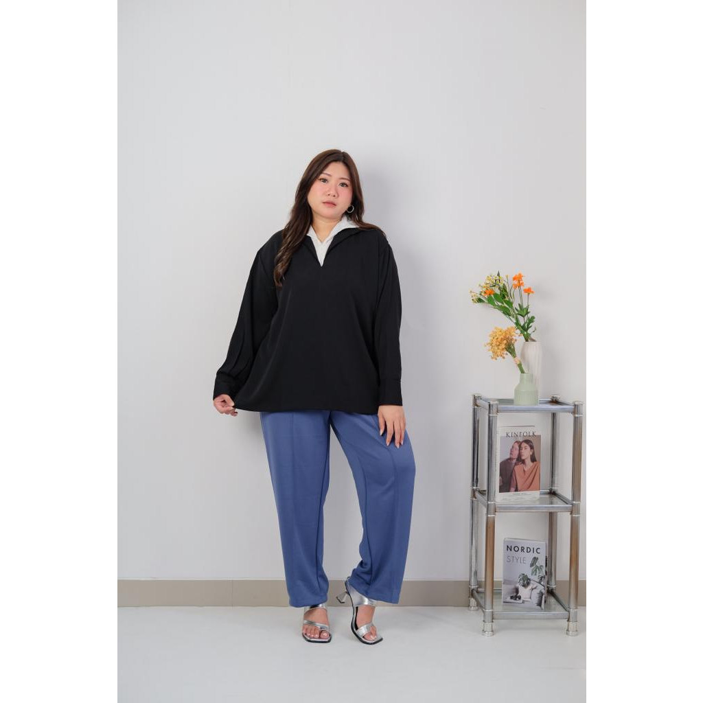 Bigwell Mia Kerah Blouse Atasan Wanita Bigsize Plussize Jumbo