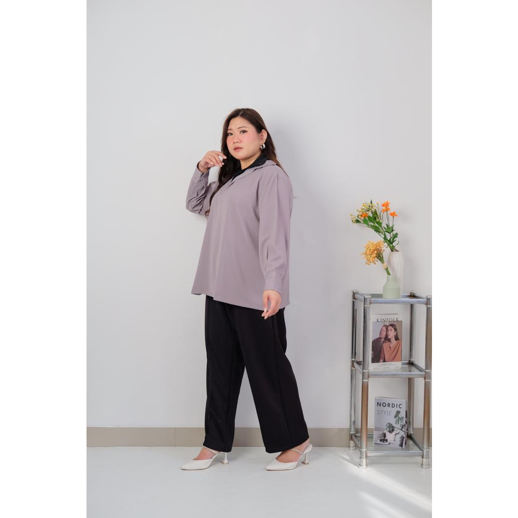 Bigwell Mia Kerah Blouse Atasan Wanita Bigsize Plussize Jumbo