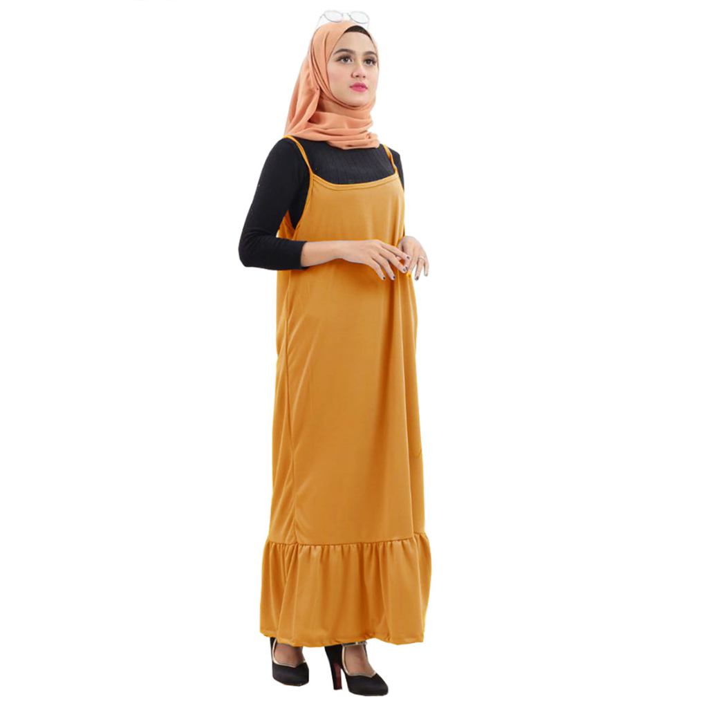 JO & NIC IRENE Maxi Dress Wanita Ruffle AllSize - Set Gamis Outer+Inner