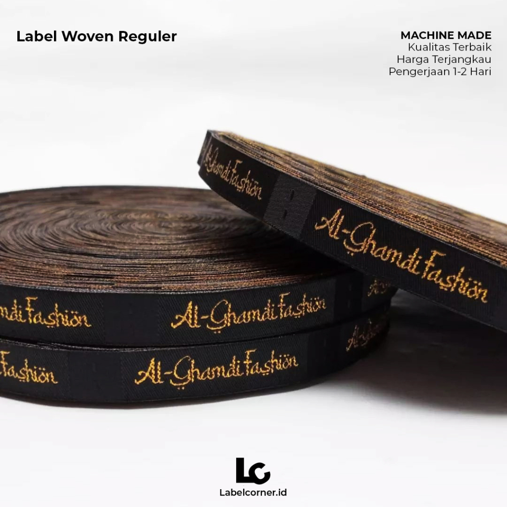 Label Corner - Tag label Woven Rajut Tenun Bordir Tahan Lama Berkualitas Fashion Furniture Elegan