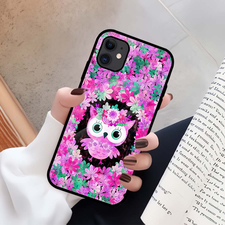 (MT27) Case Kilau Iphone 11 | Casing Hp Iphone | Pelindung Smartphone Seven Case | Owl Cute