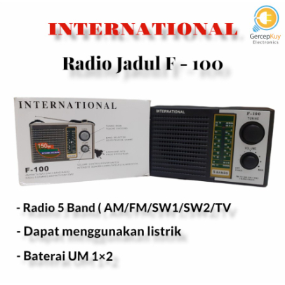 Radio Jadul International Model : F100 FM-AM- SW1-SW2-TV
