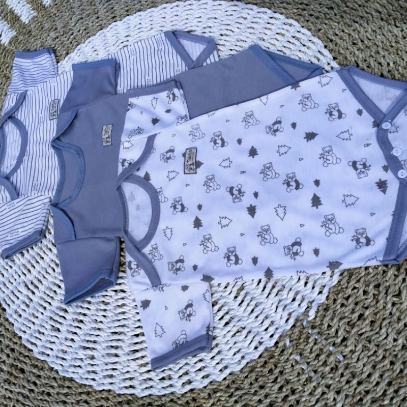 3 Pcs Jumper Bayi Jumpsuit Baby Seri Warna Abu Bodysuit Baby Talitababy