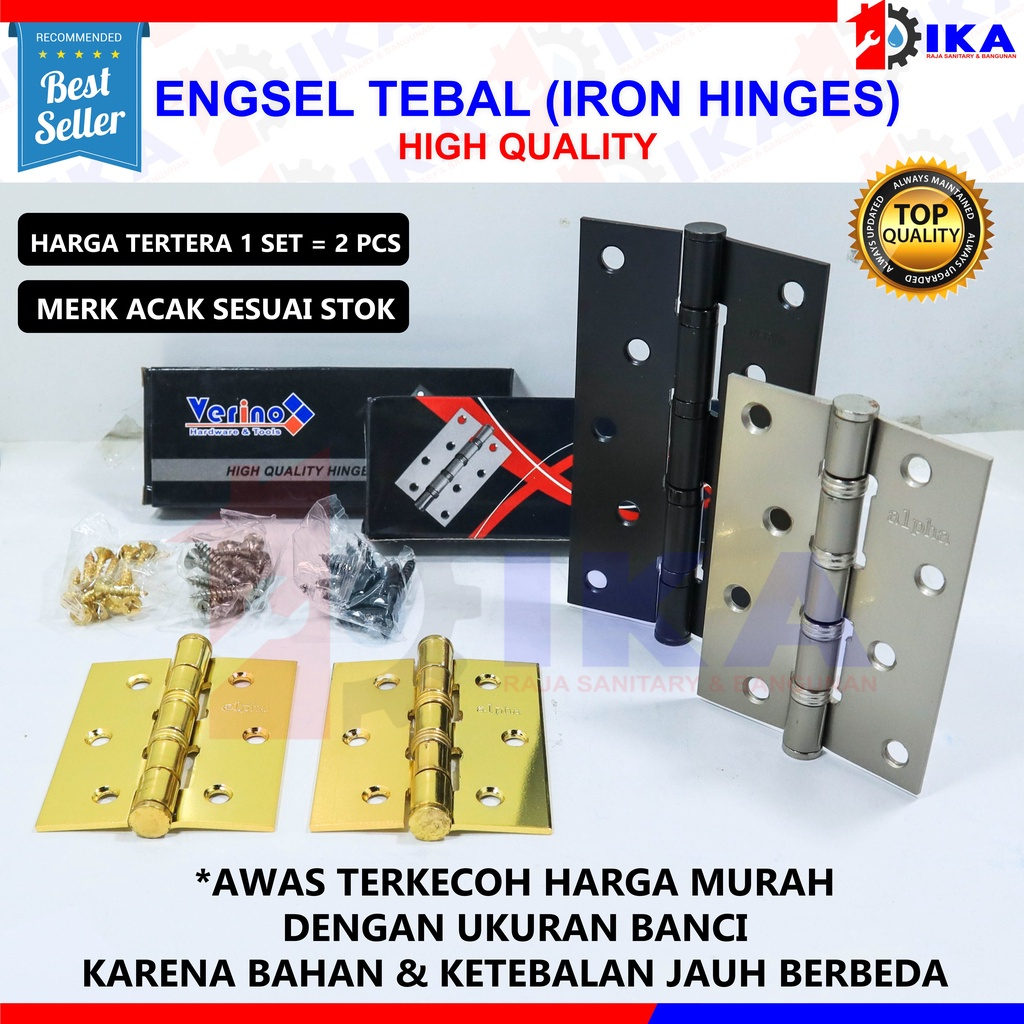 Engsel pintu tebal 5&quot; / Engsel Tebal Stainles Inch Bagus / Pintu Jendela Silver Stenlis  engsel 5 inch engsel khusus pintu rumah besar engsel pintu baut 5 murah putih tebal 3mm