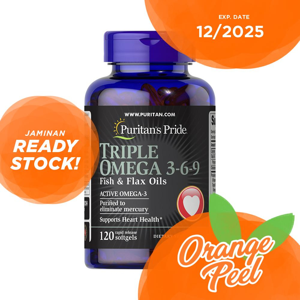 Puritan Triple Omega 3-6-9 Fish &amp; Flax Oils (120 Softgels)