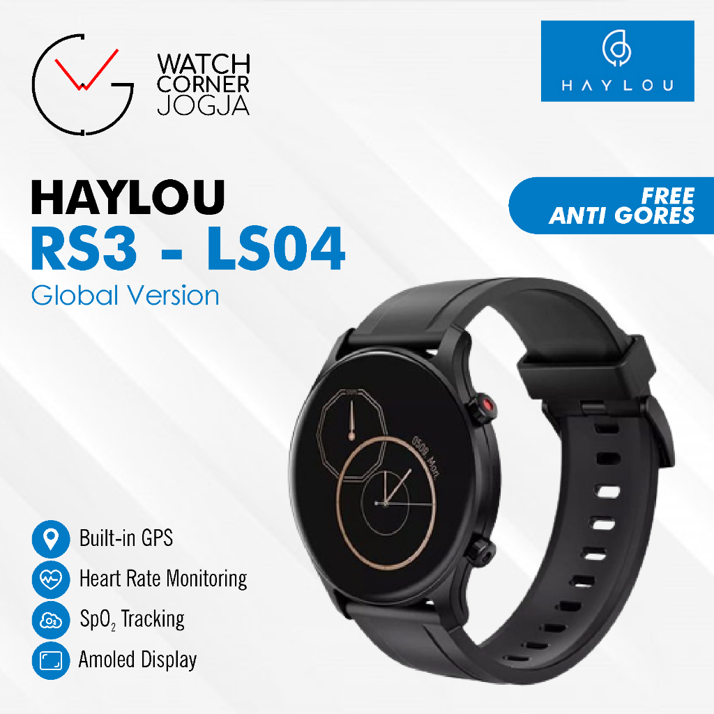 Haylou RS3 LS04 GPS AMOLED SpO2 Original Smartwatch GLOBAL Version 5 ATM Waterproof GARANSI