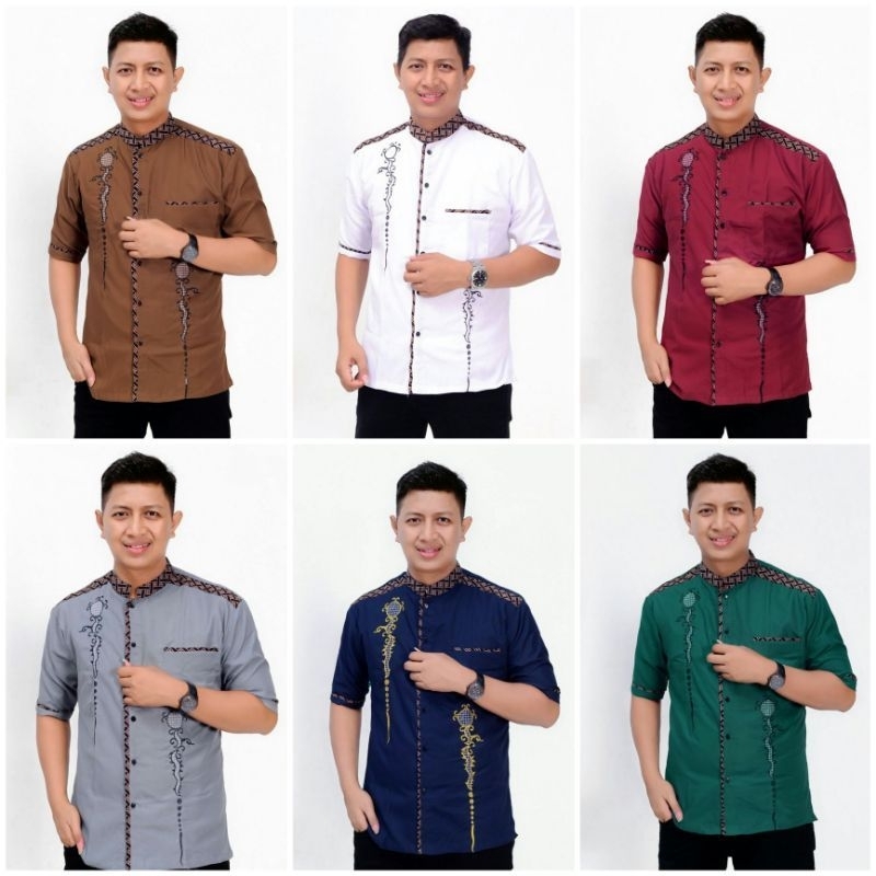 Kemeja pria lengan pendek koko batik bordil  azzahir NU