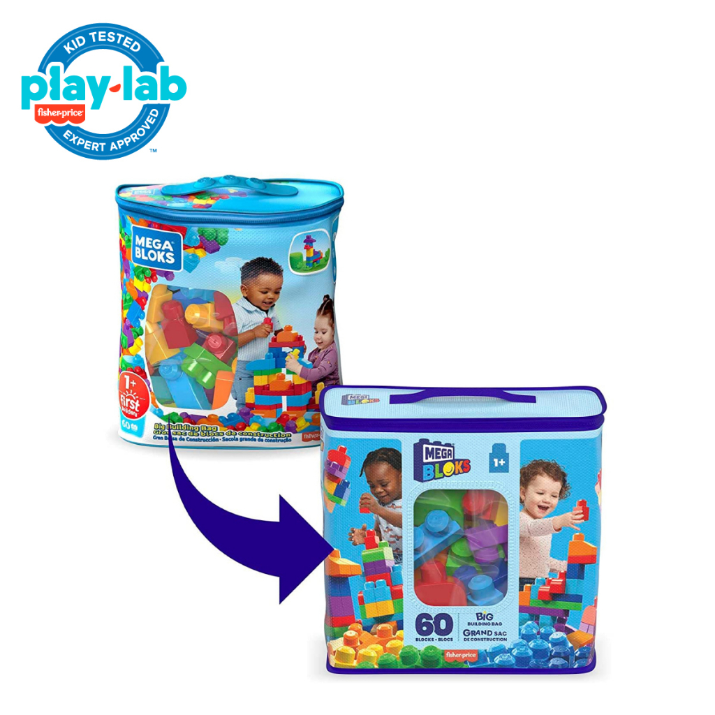 Mega Bloks Big Building Bag (60 pcs) - Mainan Balok Susun Edukasi Anak Balita