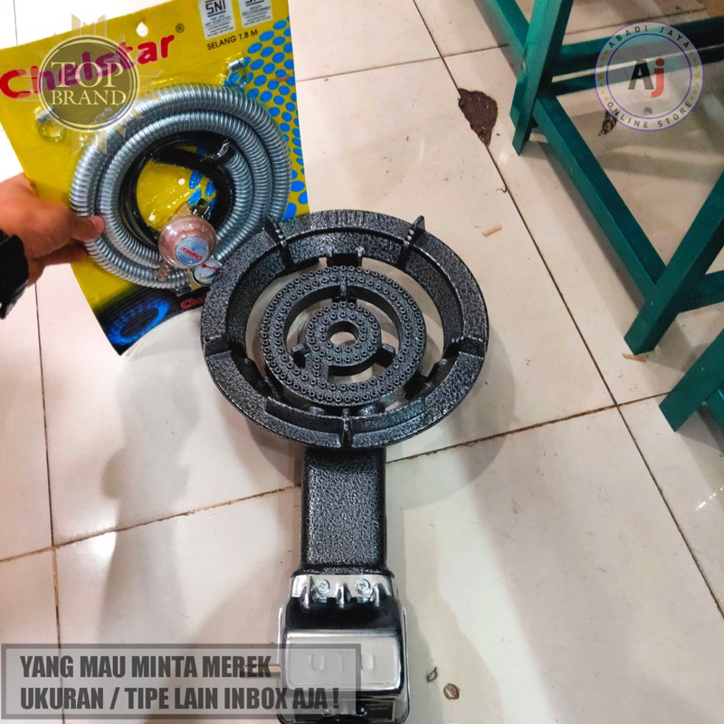 SATU PAKET kompor gas satu tungku cor komersil UTU s606 21a api besar tinggal pake