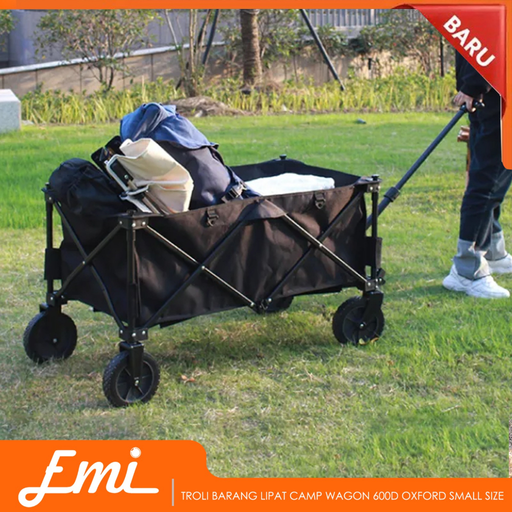 Troli Barang Lipat Camp Wagon 600D Oxford Folding Trolley Wide Storage