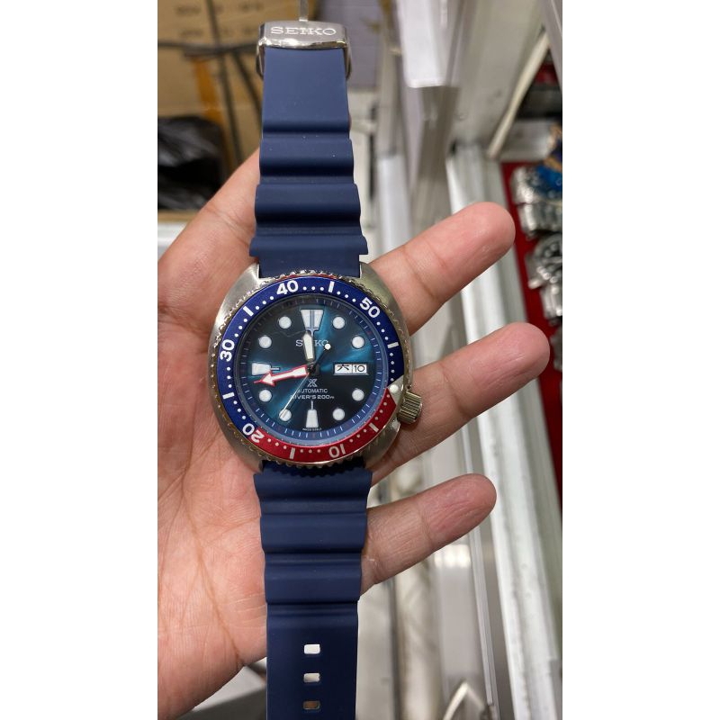 JAM TANGAN SEIKO PROSPEX TURTLE X DIVERS RUBBER BLUE PEPSI ORI BM