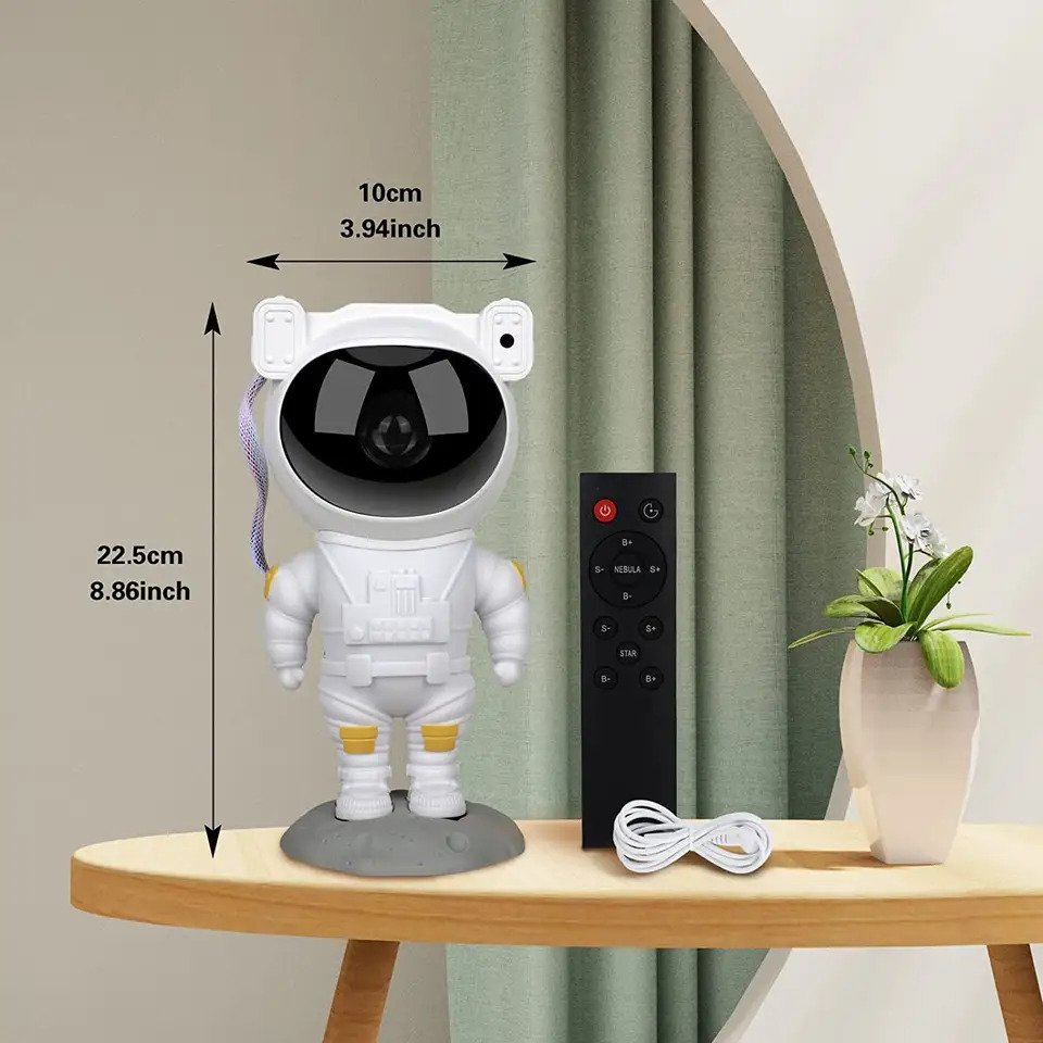 Lampu Tidur Proyektor Astronot Rotasi 360 ° Cabin Lampu Galaxy