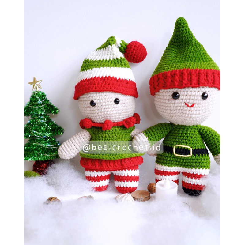 Boneka Rajut Amigurumi Elf Kurcaci Natal / christmas crochet doll Elf