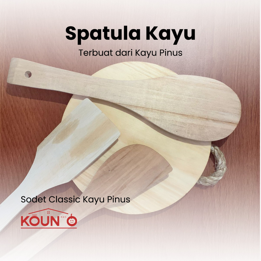 Sutil Sodet Susuk Spatula Kayu Pinus Premium Perlengkapan Rumah