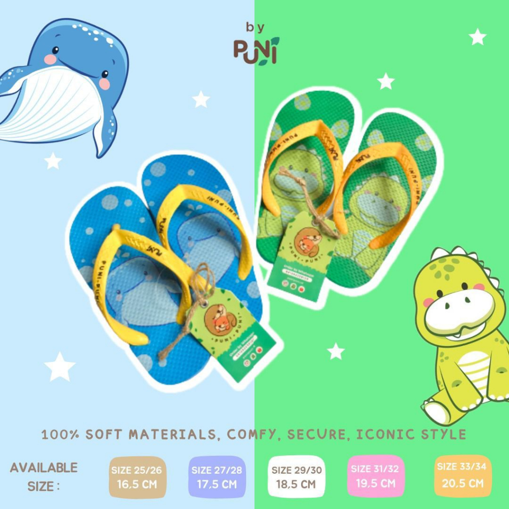 HNK Sandal Jepit Anak Perempuan Laki laki Unicorn Dino | Sandal PUNIPUNI