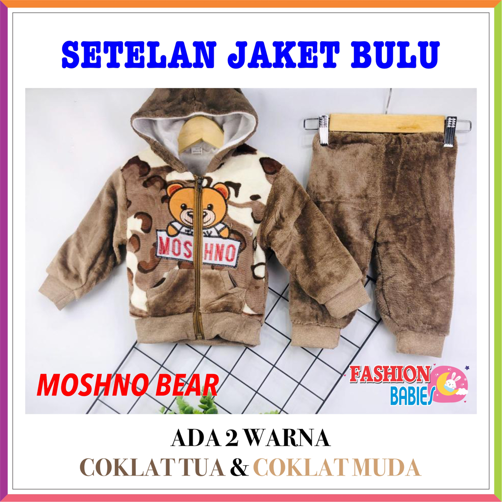 GROSIR &amp; ECER SETELAN JAKET BULU IMPORT TOPI 0-2 TH MOTIF ANIMAL ❤ Fashionbabies ❤