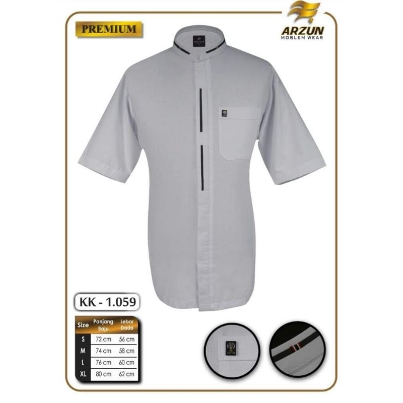 Baju Kemeja Koko Arzun Putih Lengan Pendek Model Terbaru Bahan Katun Toyobo, Adem Dan Nyaman di Paka