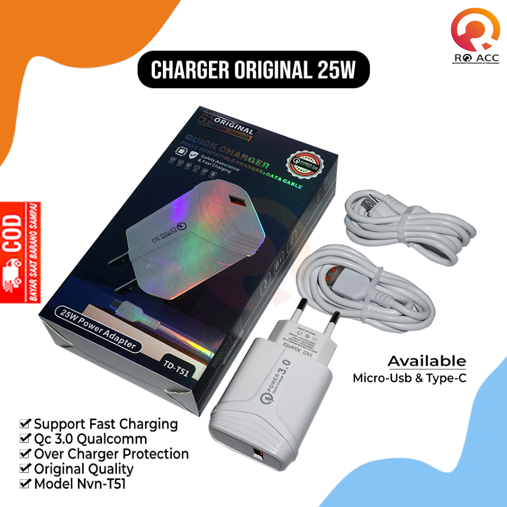 [RO ACC] NVN-T51 NANVAN CHARGER FAST CHARGING TYPE C / MICRO USB 25W