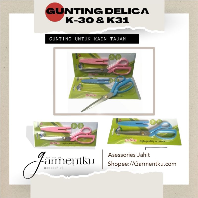 Delica Gunting Kain Ukuran 9 Inch K31 Alat Potong Bahan Kain Tajam Untuk Menjahit