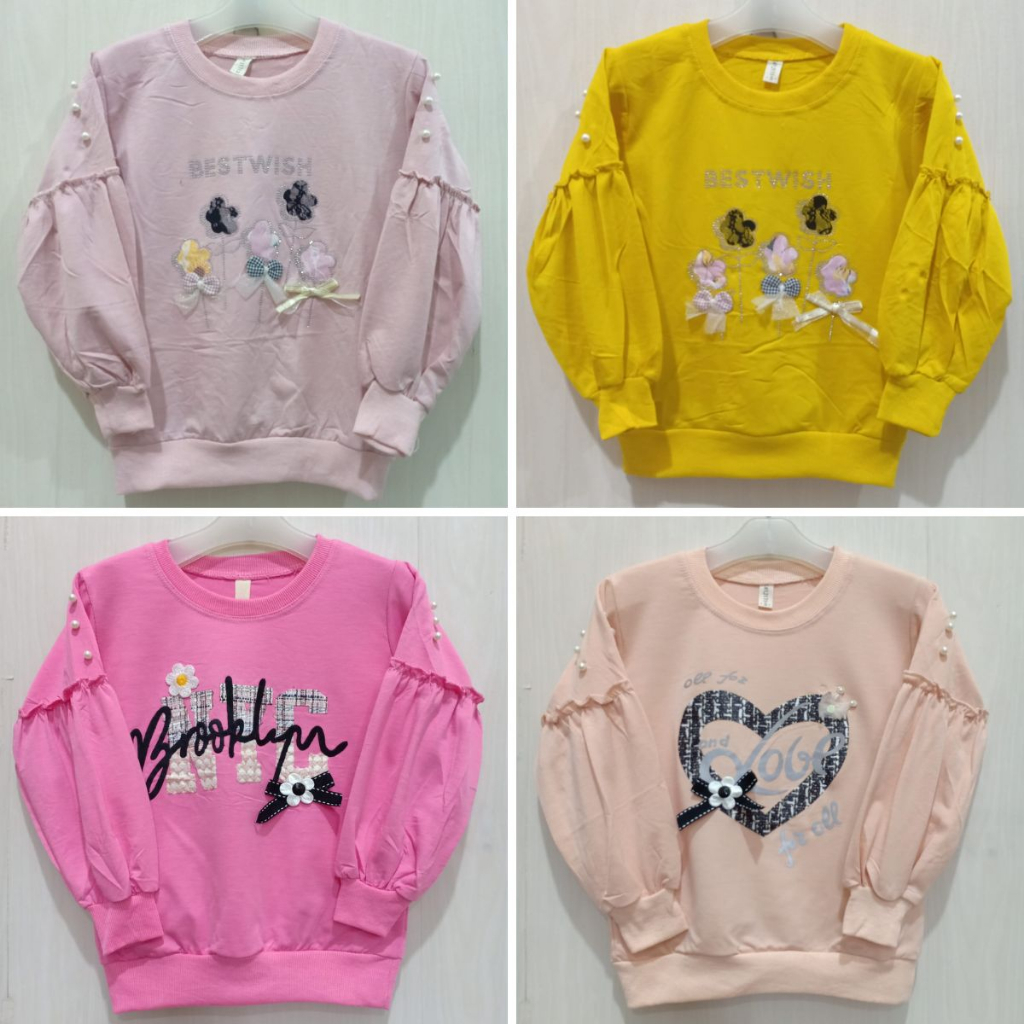 Sweater Anak Perempuan Import - Bahan Babyterry// 4-8 tahun