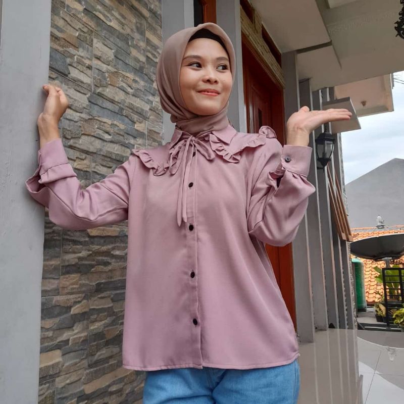 Blouse Korean Style Rumbai Atasan Ootd Wanita