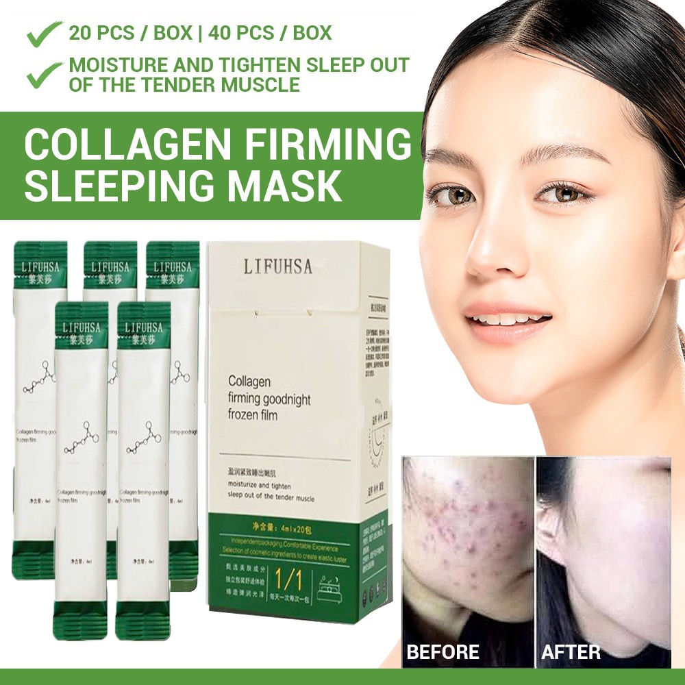 20pcs/box Sleep Face Mask Collagen Firming Good Night Jelly Anti-Aging Mask Brightens Skin Tone Moisturizing Moisturizing Wash-Free Lazy Mask