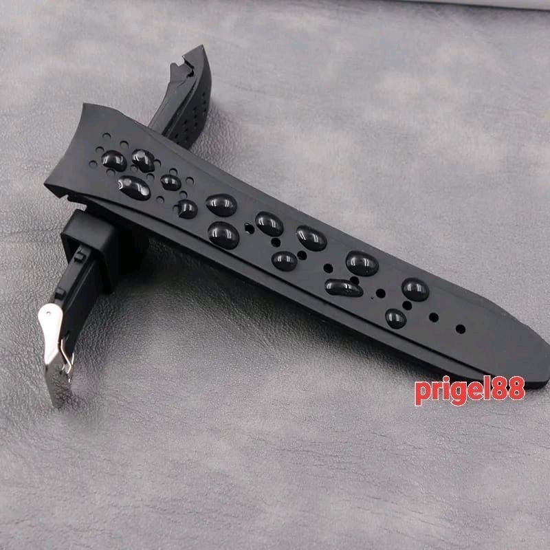 Strap Tali Karet Silikon Model Curved 22mm 24mm 26mm Hitam Berkwalitas