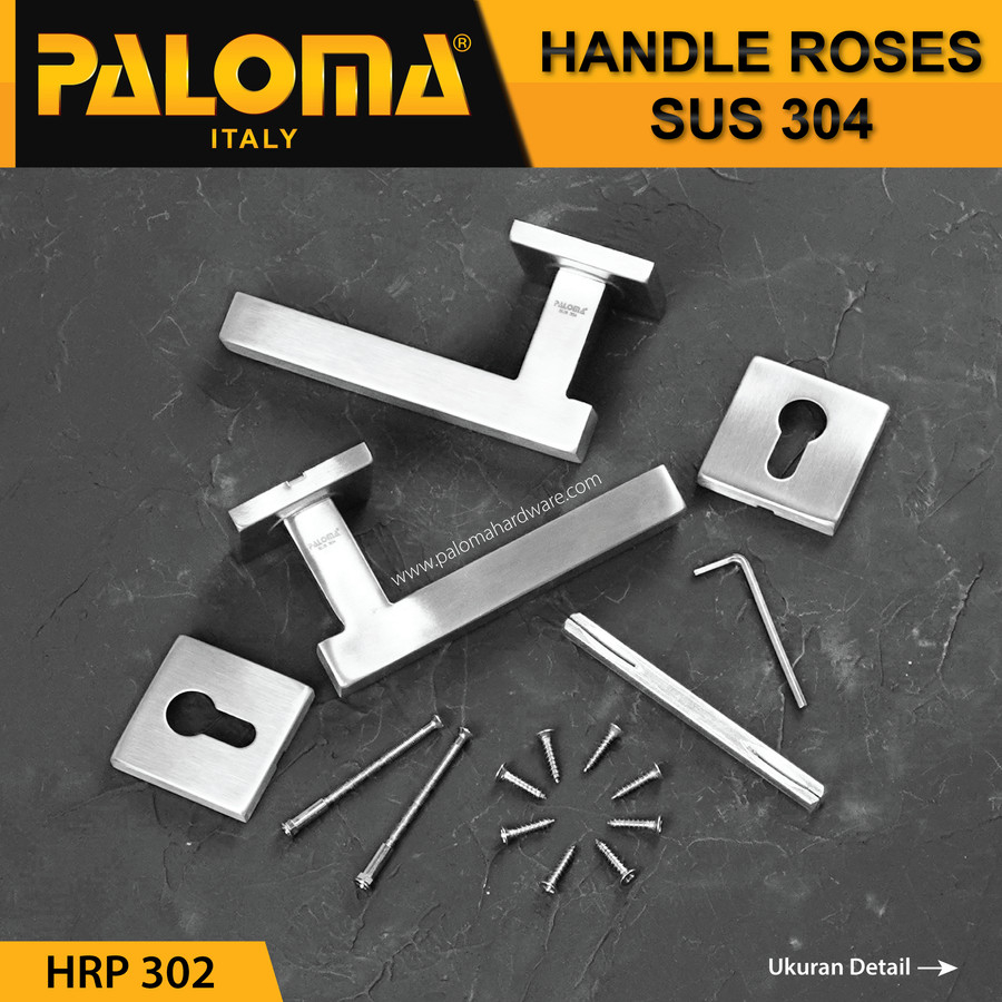 Handle Pintu Roses PALOMA HRP 302 LHT LAZIO SQ STAINLESS STEEL SUS 304