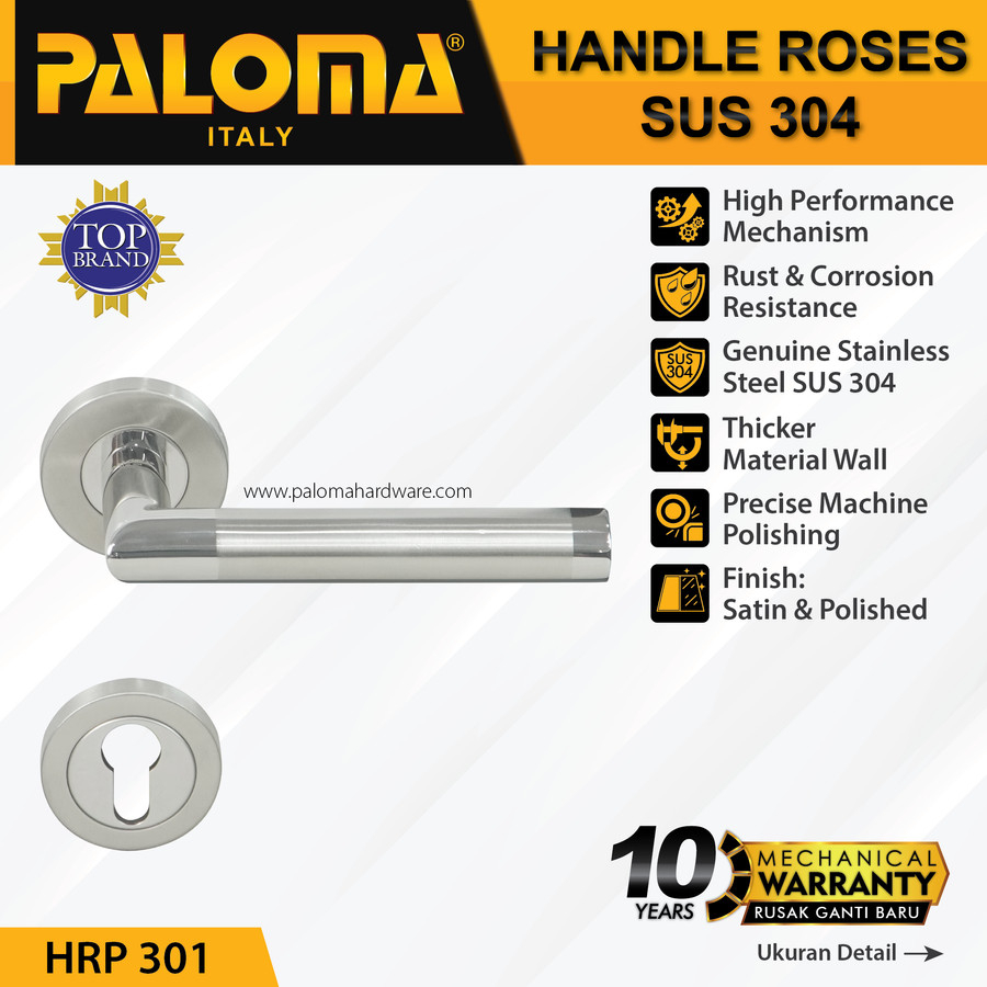 Handle Pintu Roses PALOMA HRP 301 LHT OLIVIA SS STAINLES STEEL SUS 304